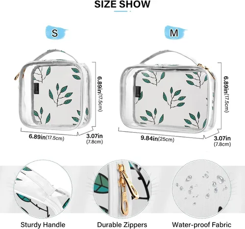Vista 4 de Bolsas de maquillaje transparentes, 2 unidades, estuche de viaje, neceser, organizador portátil de cosméticos, para hombres y mujeres, bolsa