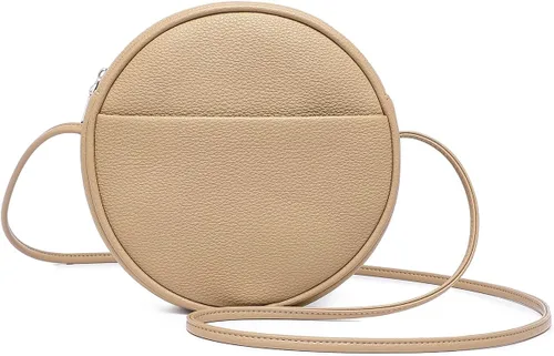 Vista 32 de Bolso circular para mujer, bolso cruzado redondo con cremallera Verde militar/nailon
