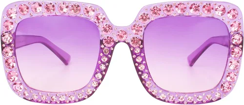 Vista 2 de Gafas de sol cuadradas extra grandes de cristal Elton con diamantes de imitación para concierto