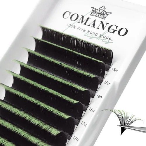 Vista 31 de CoMango Easy Fan - Extensiones de pestañas rizadas C/D de 0.05/0.003 in, pestañas de volumen que florecen automáticamente, color negro mate 2D-20D
