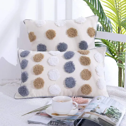 Vista 3 de vctops Fundas de almohada decorativas de estilo marroquí, estilo marroquí, estilo bohemio, tejidas, cuadradas, para cama, sala de estar, sofá