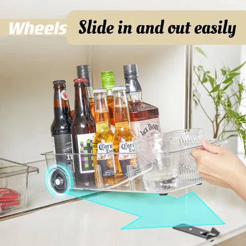 Vista 4 de Attelite Organizador de Cajón Deslizable para Refrigerador y Almacenamiento Diseño Transparente con Divisores, Organizador de Refrigerador sobre