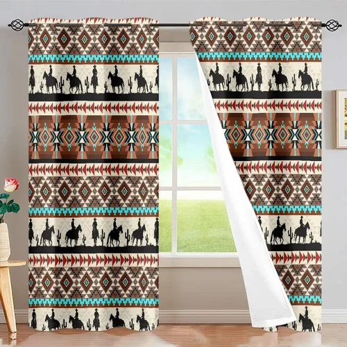 Vista 65 de Dreaweet African Tribal Blackout Curtains 63 Inch Long 2 Panels Set Bohemian Ethnic Geometric Grommet Top Thermal Insulated Curtains for Living Room