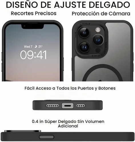 Vista 8 de BENTOBEN Funda magnética para iPhone 13 Pro Max, [Compatible con MagSafe] translúcida mate esmerilada, antihuellas, delgada, a prueba de golpes