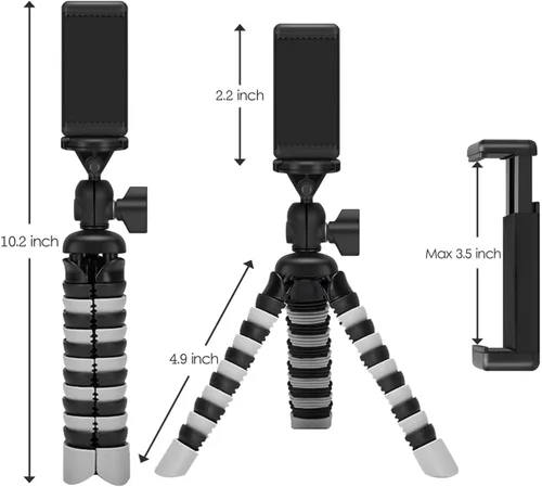 Vista 5 de ZTON Mini soporte flexible para trípode para teléfono celular, soporte ajustable para teléfono móvil, soporte universal de pulpo para iPhone