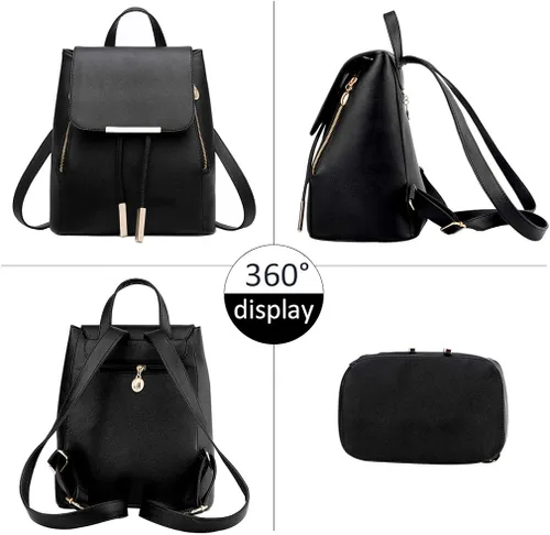 Vista 5 de Pahajim - Mochila de cuero sintético con zíper casual a la moda para mujer