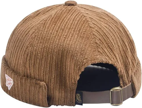 Vista 4 de jerague Gorros sin ala con hebilla de cuero ajustable Street Casual Docker Beanie Skull Caps A2-negro/caqui (paquete de 2)