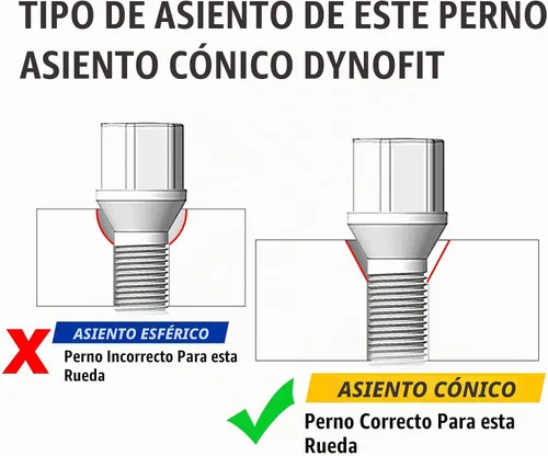 Vista 3 de Dynofit - Pernos de 14x1.5 compatibles con Audi, vástago de 27mm, 52mm de alto, pernos de rueda cónicos de asiento aftermarket para A1 A2 A3 A4 A8