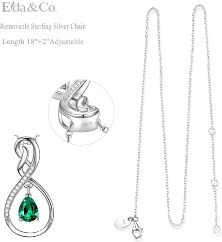 Vista 6 de ELDA & CO. Regalos de cumpleaños, collar infinito de plata de ley 925 con piedras natales de octubre y noviembre, turmalina rosa, citrino, regalos