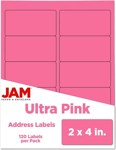 Vista 73 de Etiquetas de dirección de envío JAM PAPER - Rectangular - 1 1/3 x 4 - Rosa bebé pastel - 126/Paquete