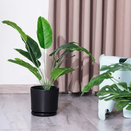 Vista 4 de Ekirlin - Macetas de 7 pulgadas para plantas, macetas de cerámica para flores en interiores, contenedores modernos de suculentas con plato