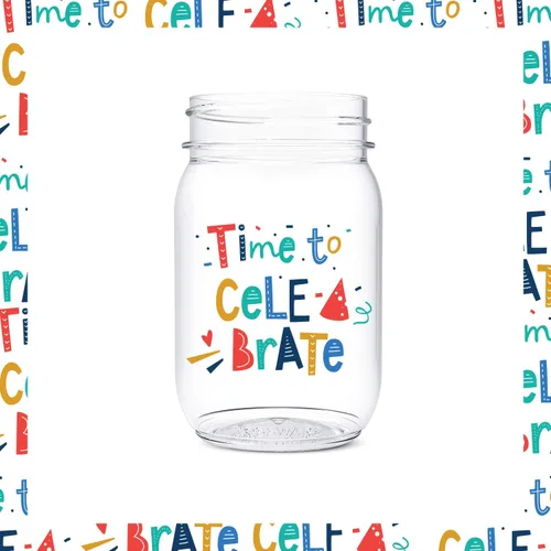 Vista 4 de TOSSWARE POP Mason - Tarro de 473 ml, radiante, para cumpleaños, juego de 6 piezas, reciclable, irrompible, de plástico transparente impreso