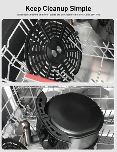 Vista 7 de Freidora de aire compacta de 3.6 cuartos de galón para comidas rápidas simples y aperitivos, pantalla táctil inteligente con 9 recetas