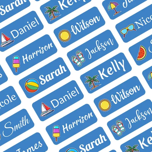 Vista 13 de 100 etiquetas adhesivas de nombre personalizadas para niños, suministros escolares, etiquetas de nombre para botellas de agua de guardería