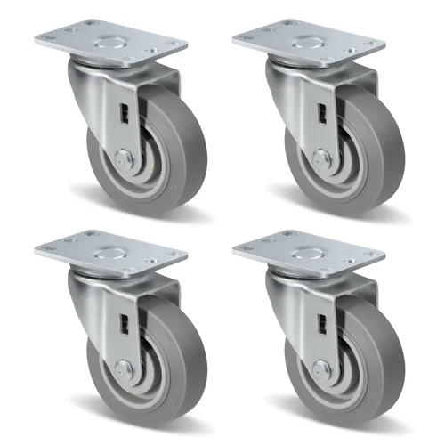 Vista 40 de Ruedas resistentes de 3 pulgadas, ruedas giratorias con frenos, ruedas de placa con rueda de goma para muebles, plataforma, camión, carrito
