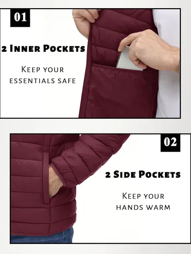 Vista 5 de TACVASEN Chaqueta acolchada con capucha para hombre, impermeable, impermeable, con aislamiento, ligera, cortavientos, acolchada