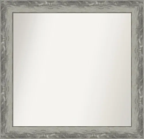 Vista 58 de Amanti Art Espejo de baño plateado para sobre el fregadero, 24 x 24 pulgadas, espejo cuadrado de peltre forjado a medida, marco de madera casual