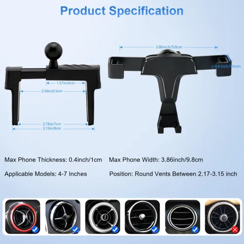Vista 8 de 1797 Soporte de montaje de teléfono para Mercedes Benz Mini Cooper salida de aire redonda CLA CLS GLA GLB GLC A/B/C E Class Accesorios compatibles