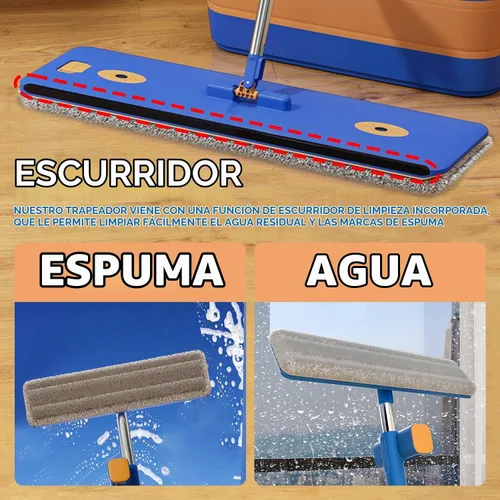 Vista 4 de Juego de trapeador plano y cubo plegable de 16.5