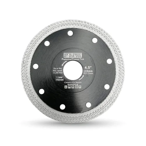 Vista 11 de DT-DIATOOL Hoja de sierra circular de granito de mármol de cerámica de 3-3/8 pulgadas (3.346 in) con segmento de malla en X, 0.39 pulgadas - 0.59