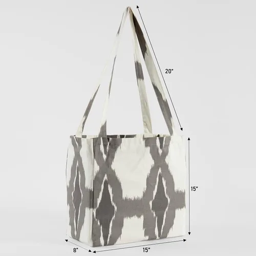 Vista 4 de HPD Half Price Drapes Bolsas de compras reutilizables para comestibles, paquete de 2 bolsas de algodón ligeras PRCT-GB81602-ST, Aiden Geometric