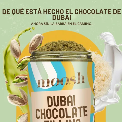 Vista 3 de Moosh Relleno de barra de chocolate Dubai: pistacho viral y Kataifi para postres, tostadas y dulces (6 onzas)