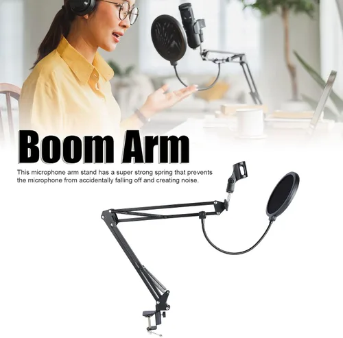 Vista 2 de Tyenaza Soporte de brazo de micrófono, brazo de brazo de brazo de brazo ajustable Boom giratorio Scissor Set de soporte de brazo de micrófono