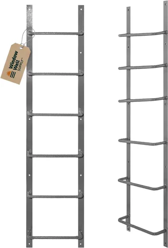 Vista 11 de Escalera de acero para ventanas de sótano (gris, 3 peldaños), escalera de salida atornillada resistente para el hogar, fácil de instalar, escaleras