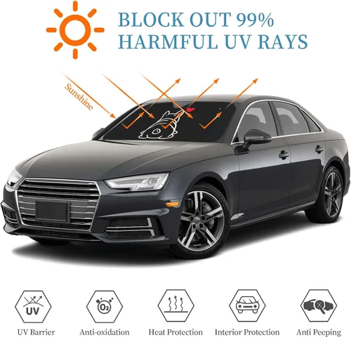 Vista 7 de Parasol para parabrisas de automóvil para parabrisas de automóvil (bulldog francés y cachorro)