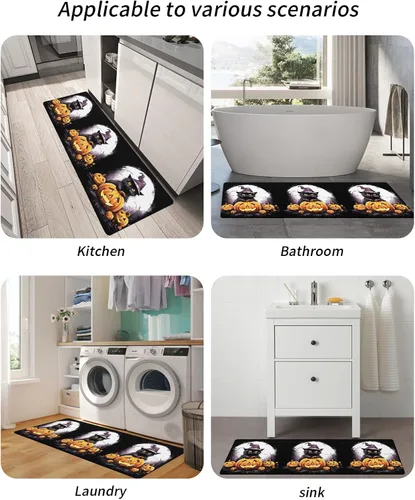 Vista 5 de Tapete de baño de Halloween para bañera, antideslizante, de secado rápido y absorbente, tierra de diatomeas, fregadero, dormitorio, cocina, tapete