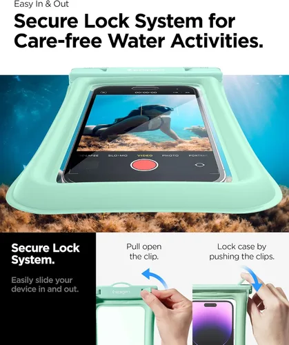 Vista 6 de Spigen AquaShield - Bolsa flotante universal impermeable para teléfono, funda impermeable para teléfono, fundas protectoras de PVC con IPX8 A610