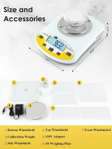 Vista 6 de CGOLDENWALL Báscula de laboratorio de precisión, 500 gX0.0.04 oz, balanza electrónica analítica báscula de laboratorio digital Báscula de joyería