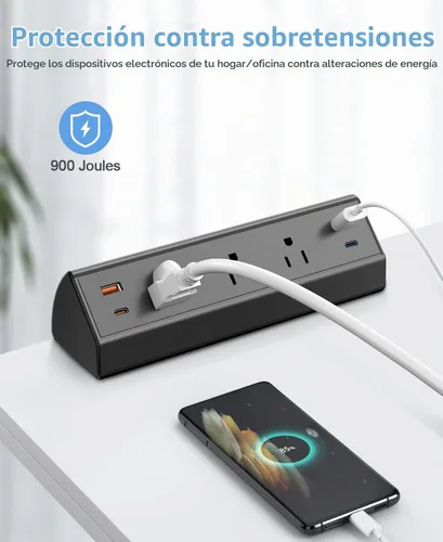 Vista 4 de Regleta de alimentación con abrazadera de escritorio con USB C, estación de carga rápida de 65 W para iPhone 14 Pro Max, iPad, MacBook Air, fuente