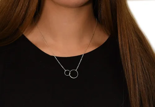 Vista 2 de EFYTAL Collar para hermana, collar de plata de ley o chapado en oro de 2 círculos, regalos de cumpleaños para hermana de hermana, regalo