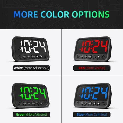Vista 6 de Pequeño reloj digital LED para dormitorio, reloj despertador fuerte para adultos y adolescentes que duermen mucho Reloj de escritorio eléctrico