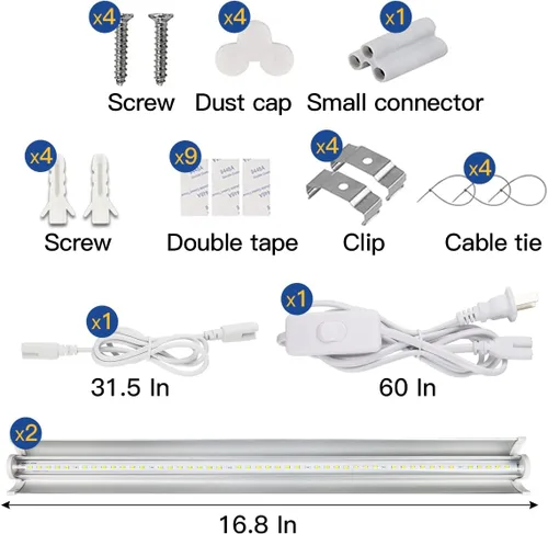 Vista 7 de GYTF T5 - Paquete de 2 luces LED de cultivo de plantas de espectro completo de 1.4 pies, 5000 K, tiras de lámpara de cultivo de plantas para plantas