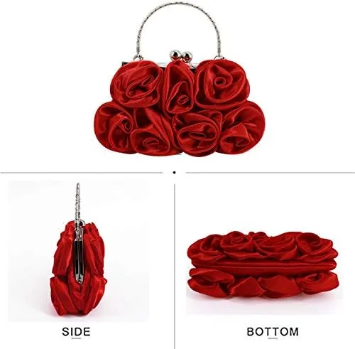 Vista 6 de Buddy - Bolso de mano de satén suave para mujer, con forma de rosa, para boda, fiesta