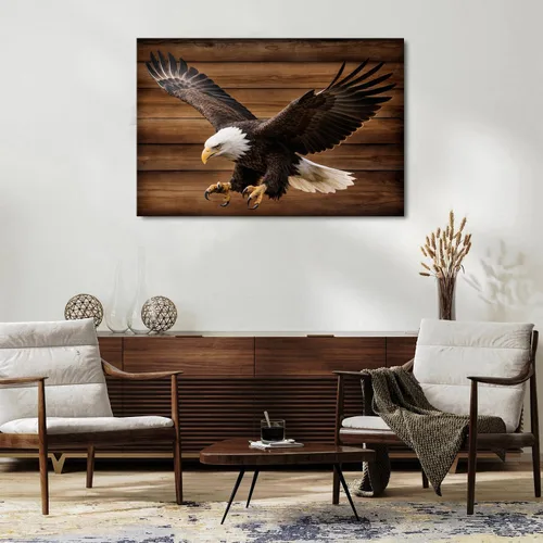 Vista 4 de Arte de pared de águila, cuadros rústicos de águila, decoración de pared, póster de retrato de águilas calvas americanas, impresiones en lienzo