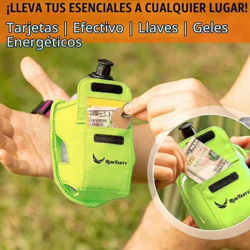 Vista 6 de Diversión para correr 2 en 1: botella de agua de mano de 12 onzas y complemento de cinturón para correr. Correas de diseño sin agarre en la mano