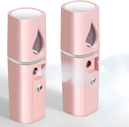 Vista 9 de GIVERARE Nano vaporizador facial, práctico mini rociador con espejo, rociador de niebla recargable por USB, tanque de agua visual hidratante e