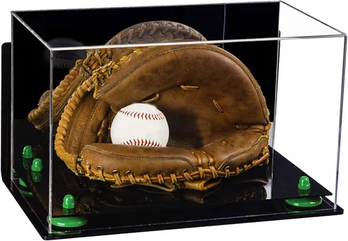 Vista 87 de Better Display Cases Vitrina de guantes de béisbol de acrílico transparente con elevadores negros (A011/V16)