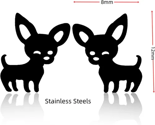 Vista 3 de Aretes de acero inoxidable para cachorros, hipoalergénicos, para mujeres y niñas, amantes de los animales, joyería de Navidad, regalos de fiesta