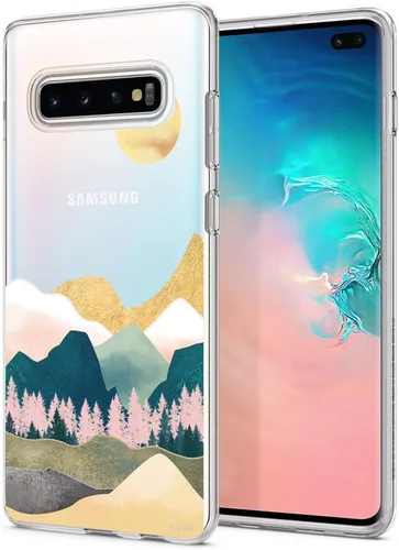 Vista 13 de Unov Funda para Galaxy S10, transparente con diseño, ajuste delgado, buen agarre, funda de teléfono en relieve, cubierta protectora a prueba