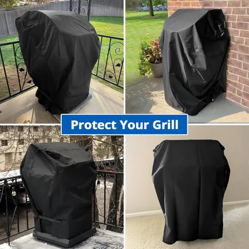 Vista 7 de SunPatio Cubierta para parrilla de gas de 2 quemadores de 32 pulgadas, resistente al agua, cubierta cuadrada pequeña para parrilla de barbacoa, se