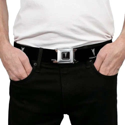 Vista 3 de Buckle-Down Cinturón de seguridad - Pontiac BlackSilver Logo REPEAT - 1.0" Ancho - 20-36 pulgadas de largo