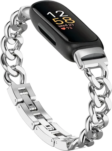 Vista 8 de Bandas geniales para Fitbit Inspire 3 bandas para mujer, correa de repuesto ajustable de metal de acero inoxidable compatible con Fitbit Inspire 3