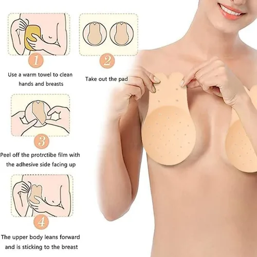 Vista 3 de VUUEAN 3 pares de brasieres para mujer con levantamiento de senos de silicona, reutilizables, con agujeros transpirables