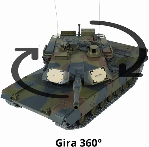 Vista 3 de Heng Long Edición Modificada 1/16 2.4ghz tanque de control remoto M1A2 Abrams de EE. UU. en color camuflaje (torreta giratoria de 360 grados)
