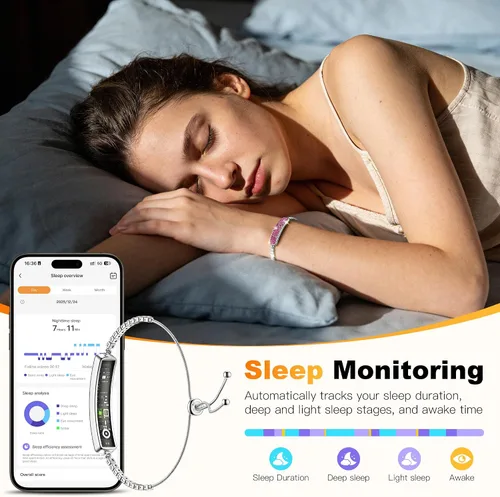 Vista 3 de Pulsera inteligente para mujer, regalos del día de San Valentín, seguimiento de actividad de salud, frecuencia cardíaca 24/7, HRV, oxígeno en sangre