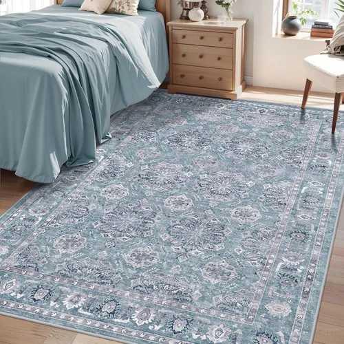 Vista 332 de SERISSA - Tapetes florales vintage, antideslizante, lavable, pequeño, ultrasuave, bohemio, de pelo bajo, para entrada, interiores, habitación
